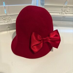 Gymboree Red Cloche Hat with Bow Accent